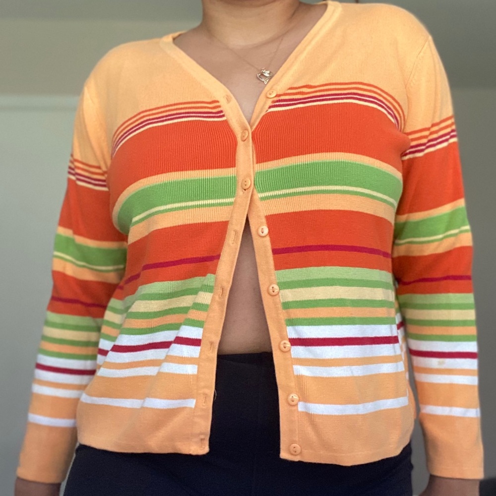Striped button cardigan